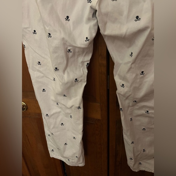 Polo Ralph Lauren Men’s 46Bx32 Cotton Pants Blue Embroidered Skull & Crossbones - Picture 10 of 16